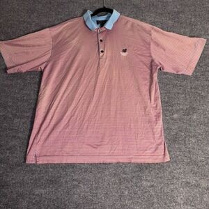 Cutter & Buck Polo Shirt Mens XL Blue‎ Orange Stripe Woodloch Springs Golf